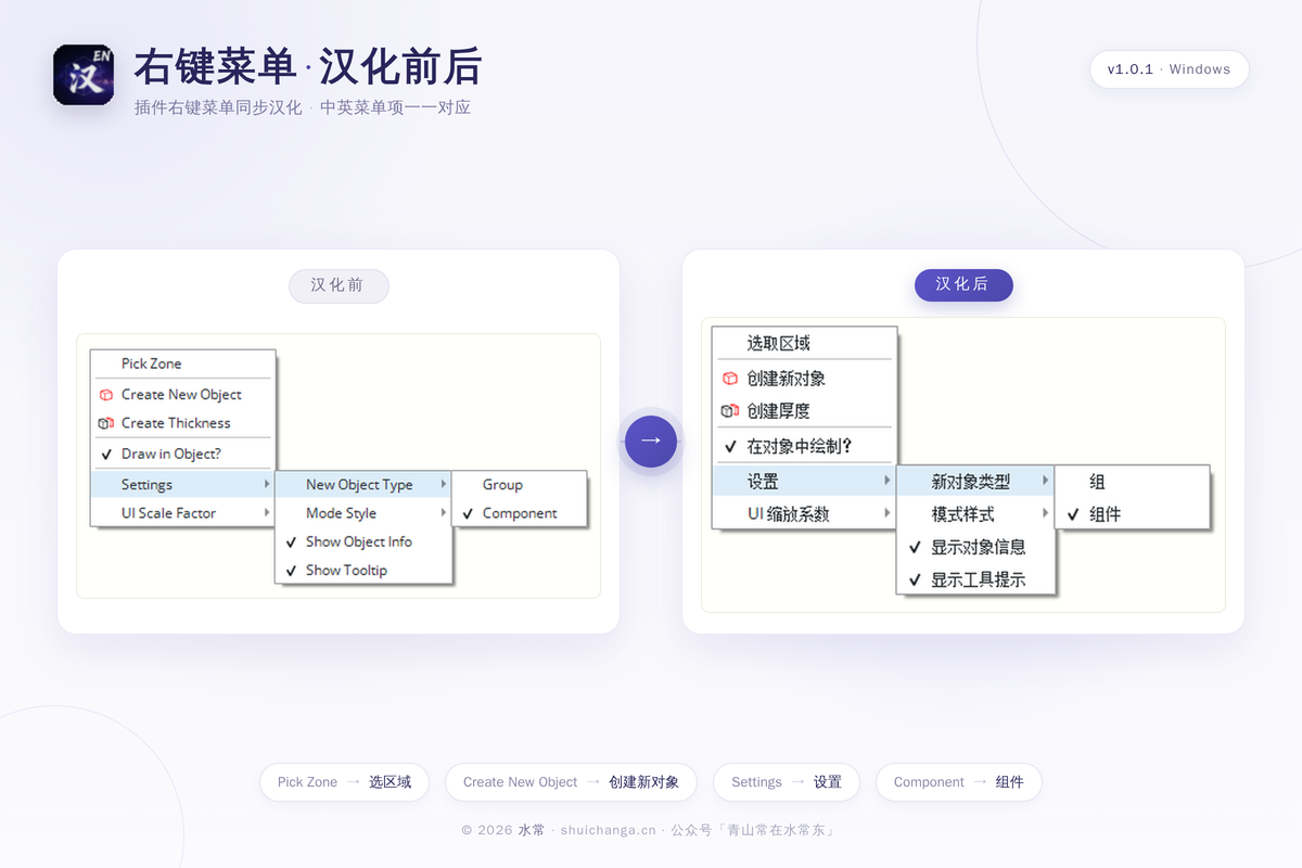 右键菜单汉化效果